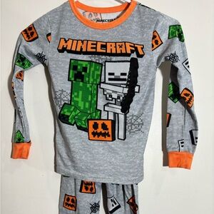 Minecraft Kids Pajama Set - Gray with Green and Orange Accents
